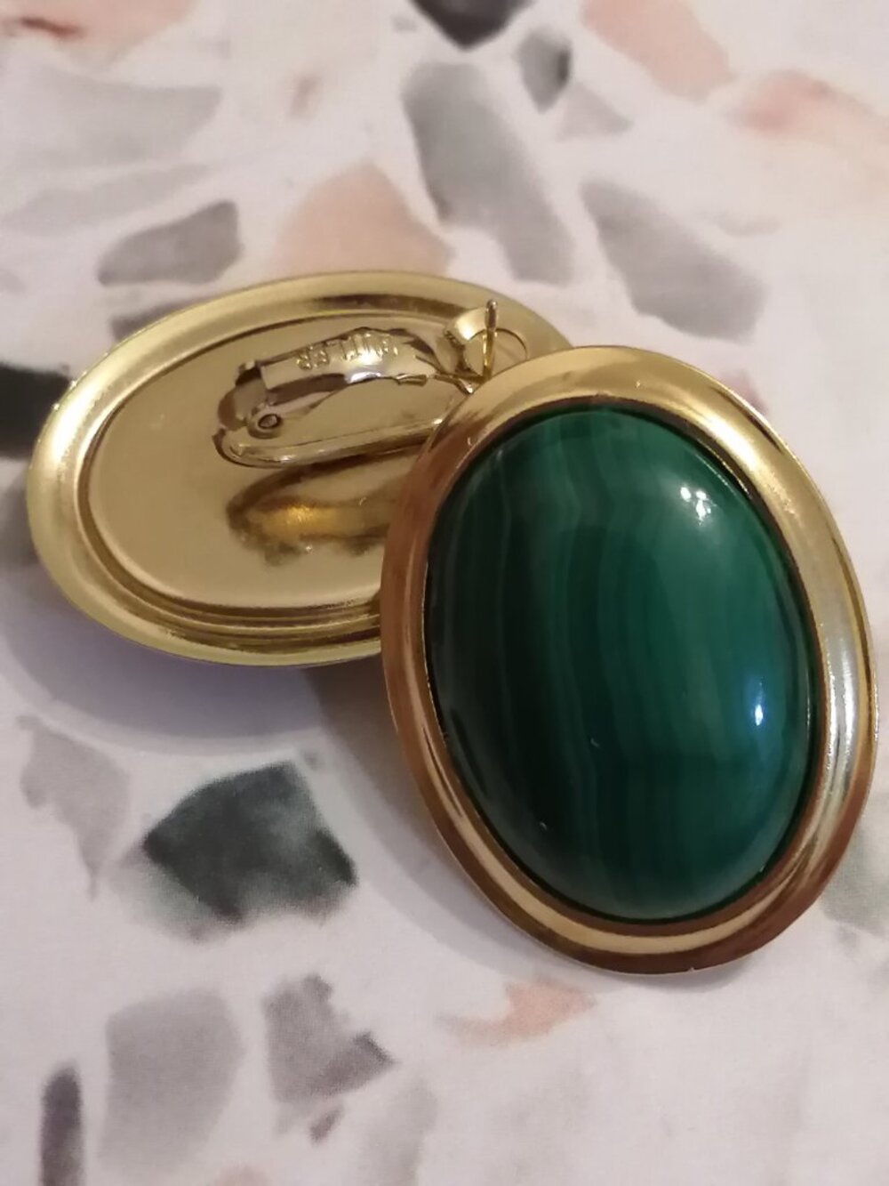 🇨🇦 Genuine Malachite Pierced Earrings, Vintage Butler FAC 'Swahili' Line